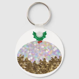 sequin christmas puddings keychain