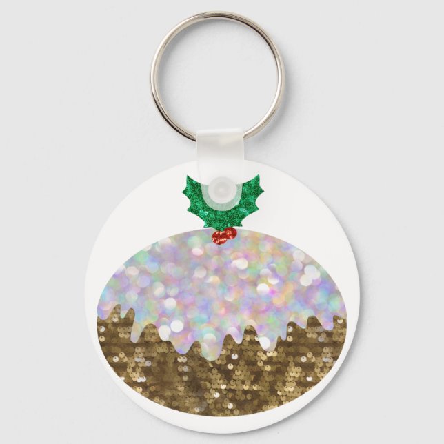 sequin christmas puddings keychain (Front)