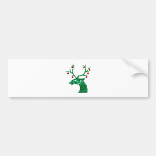 sequin christmas reindeer bumper sticker
