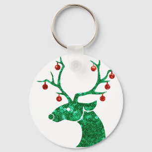 sequin christmas reindeer keychain