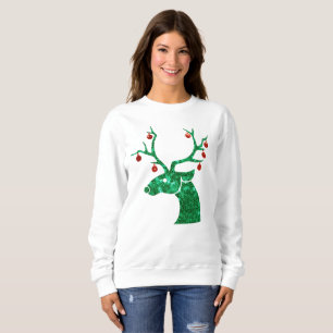 sequin christmas reindeer womens sweatshirt