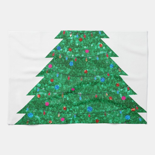 sequin christmas tree kitchen towel (Horizontal)