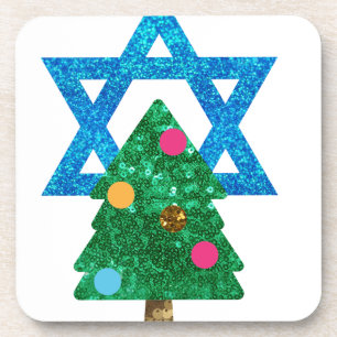 sequin christmukkah hanukkah coaster