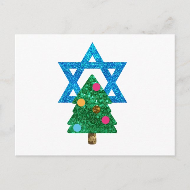sequin christmukkah hanukkah holiday postcard (Front)