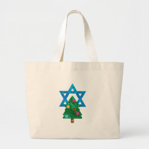 sequin christmukkah hanukkah large tote bag