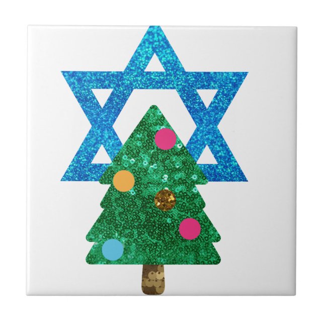 sequin christmukkah hanukkah tile (Front)