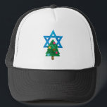 sequin christmukkah hanukkah trucker hat<br><div class="desc">christmukkah, "star of david", "christmas tree", christmas, xmas, "ugly christmas", interfaith, "inter faith", christian, chrismukkah, hanukkah, chanukkah glitter, sequins, jewish, holidays, jew, neon pink blue white blank</div>