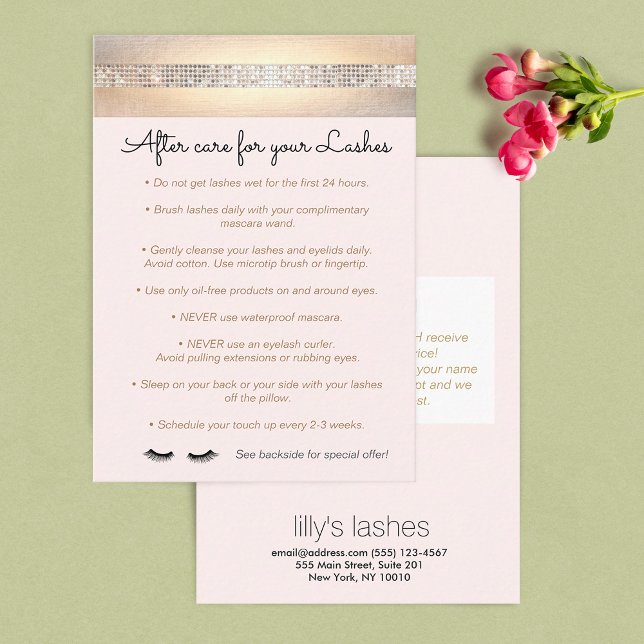 Sequin Eyelash Extensions Aftercare Instructions Referral Card (Creator Uploaded)