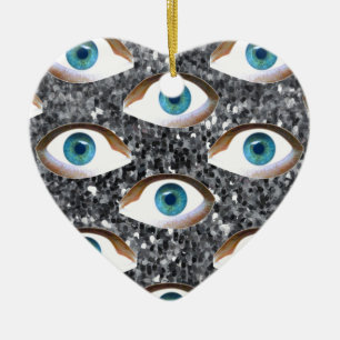 sequin eyes ceramic ornament