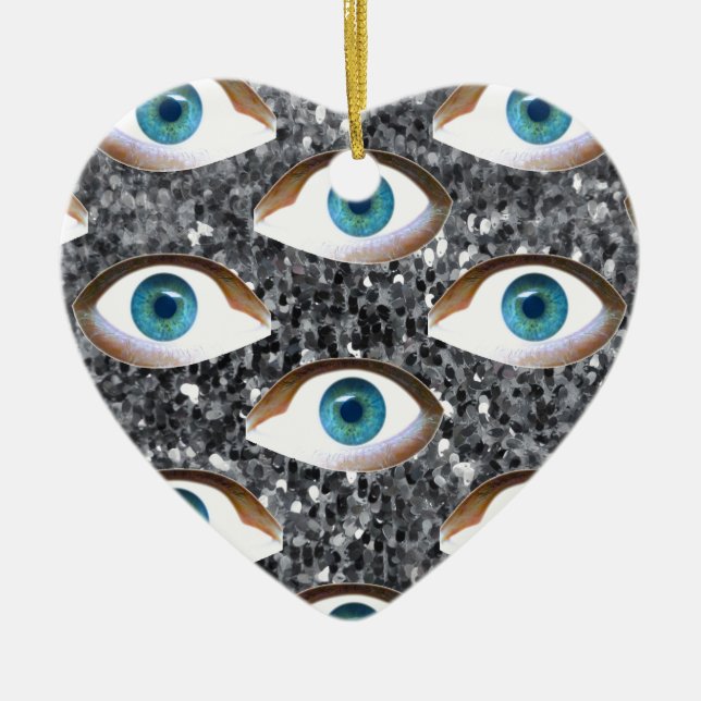 sequin eyes ceramic ornament (Front)