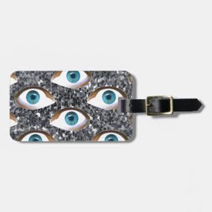 sequin eyes luggage tag