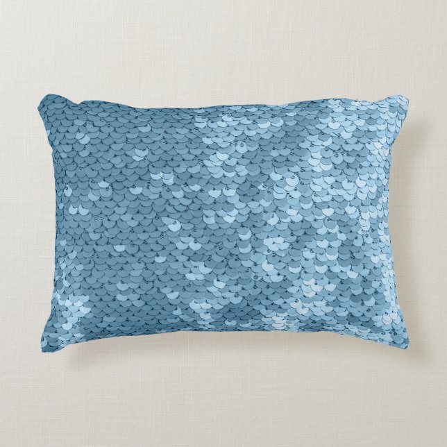 Sequin Fabric: Sky Blue Shimmer. Accent Pillow (Front)