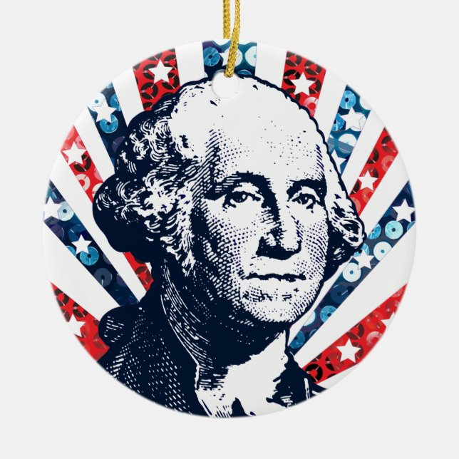 sequin george washington ceramic ornament (Front)