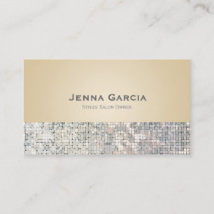 Sequin Glam Tan Beige Glitzy Business Card
