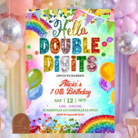Sequin Glitter Colourful Double Digit Girl Birthda