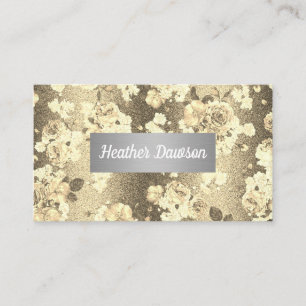 Sequin Glitter Gold Floral Pattern Business Card