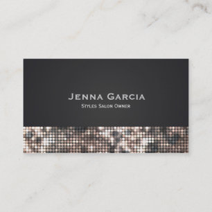 Sequin Glitzy Glam Bronze Black Business Card