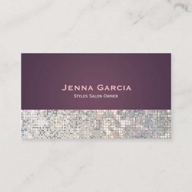 Sequin Glitzy Glam Purple Carte de visite (Devant)