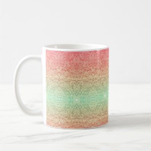 Sequin lace pattern gradient pink gold green coffee mug
