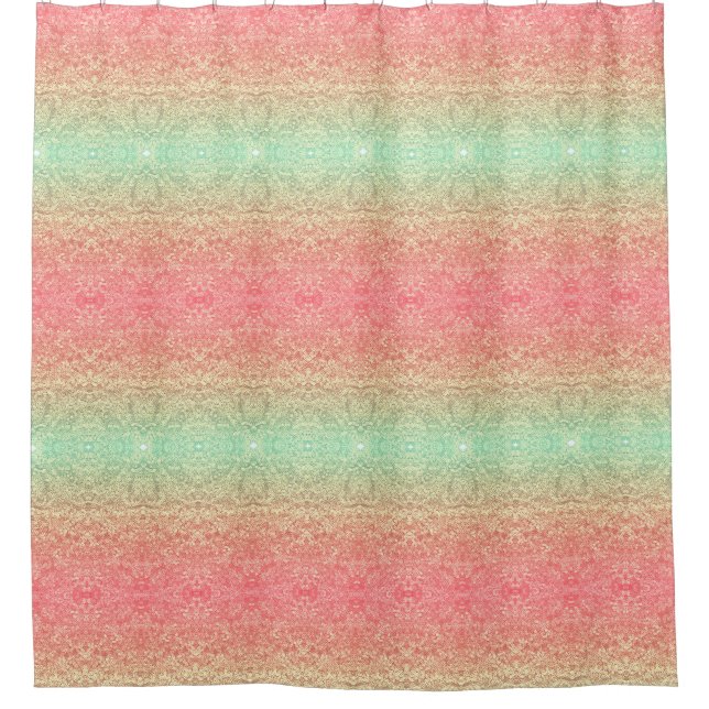 Sequin lace pattern ombre pink gold green (Front)