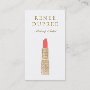 Sequin Lipstick Logo  Makeup Artist Beauty Salon 2 Business Card