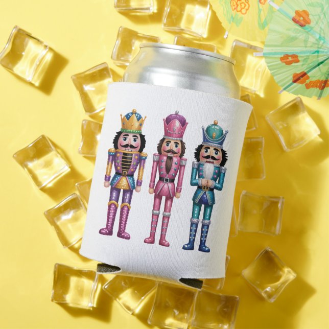 Sequin Nutcracker Christmas Family Preppy Xmas Can Cooler (In Situ Summer)