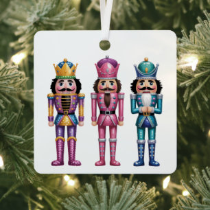 Sequin Nutcracker Christmas Family Preppy Xmas Metal Ornament