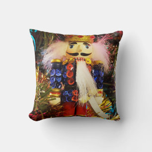 Sequin Nutcracker soldier christmas ornament Throw Pillow
