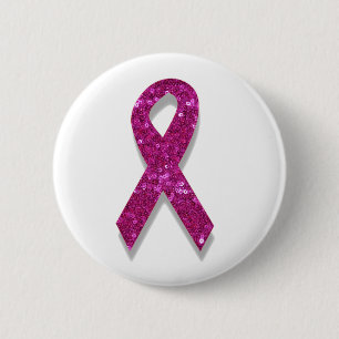 sequin pink breast cancer awareness 2 inch round button