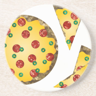 sequin pizza coaster