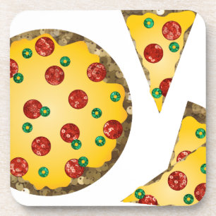 sequin pizza coaster
