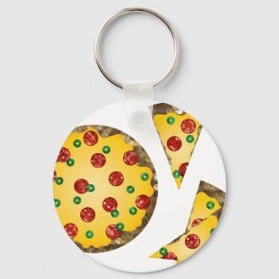 sequin pizza keychain