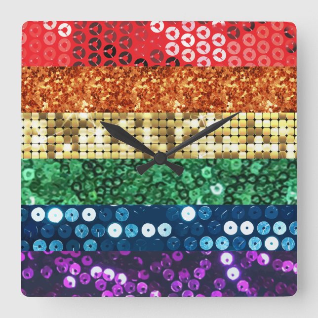 sequin pride flag clock (Front)