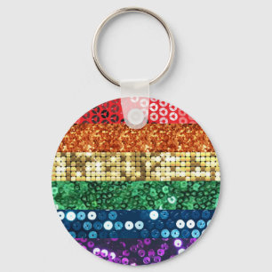 sequin pride flag keychain