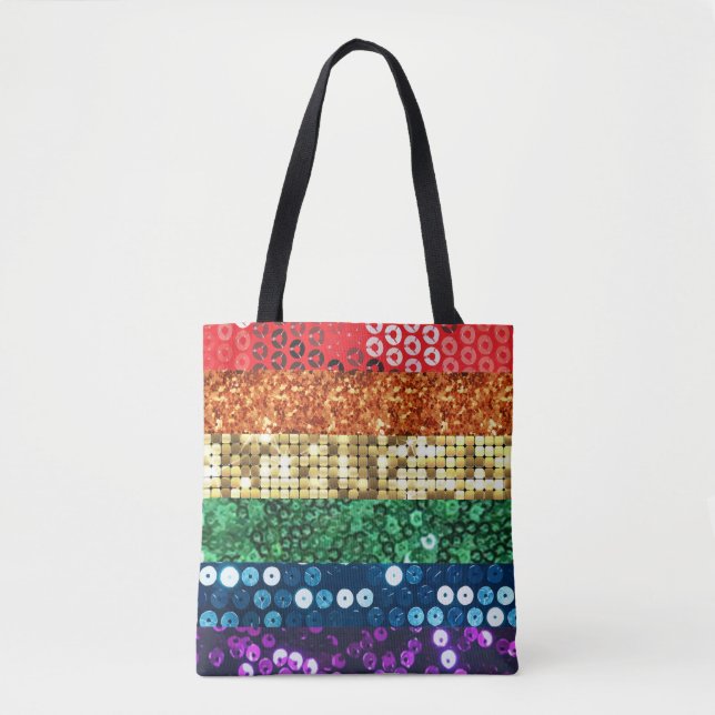 sequin pride flag tote bag purse (Front)