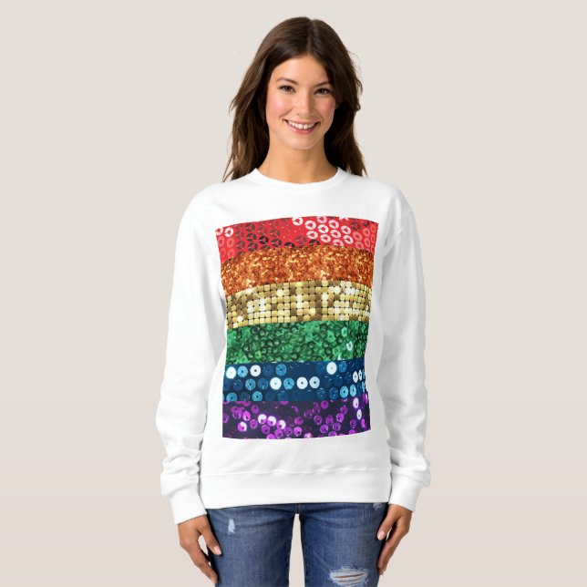 sequin pride flag womens sweatshirt (Front Full)