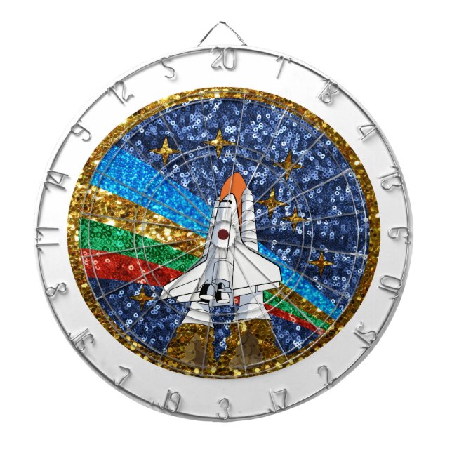 sequin space ship dartboard (Front)