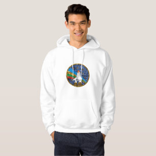 sequin space ship mens hoodie hooded sweatshirt