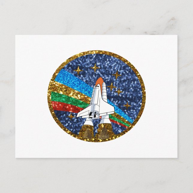 sequin space ship postcard (Front)
