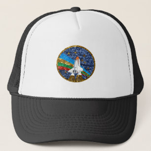 sequin space ship trucker hat