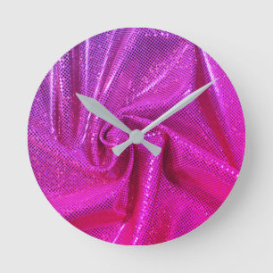 Sequin sparkle glitter pink round clock
