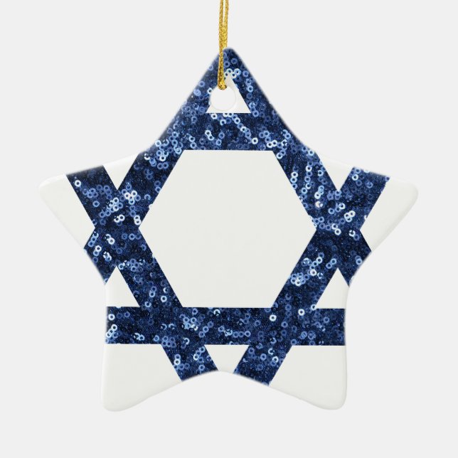 sequin star of david ceramic ornament (Front)