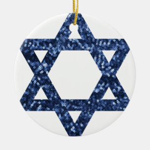 sequin star of david ceramic ornament