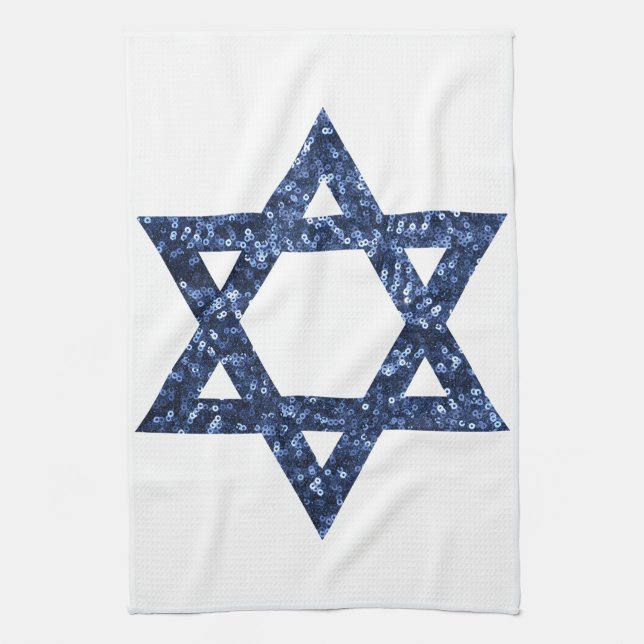 sequin star of david kitchen towel (Vertical)
