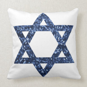 sequin star of david throw pillow