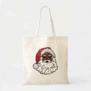 sequined black santa claus tote bag