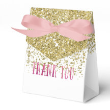 Sequined Gold and Rose Watercolor Thank You