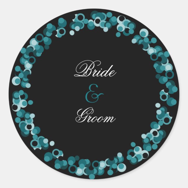 Sequinned Wedding Sticker :: Teal (Front)