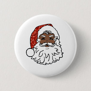sequins black santa claus 2 inch round button