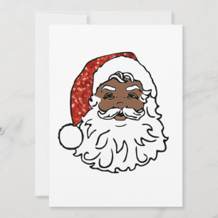 sequins black santa claus holiday card